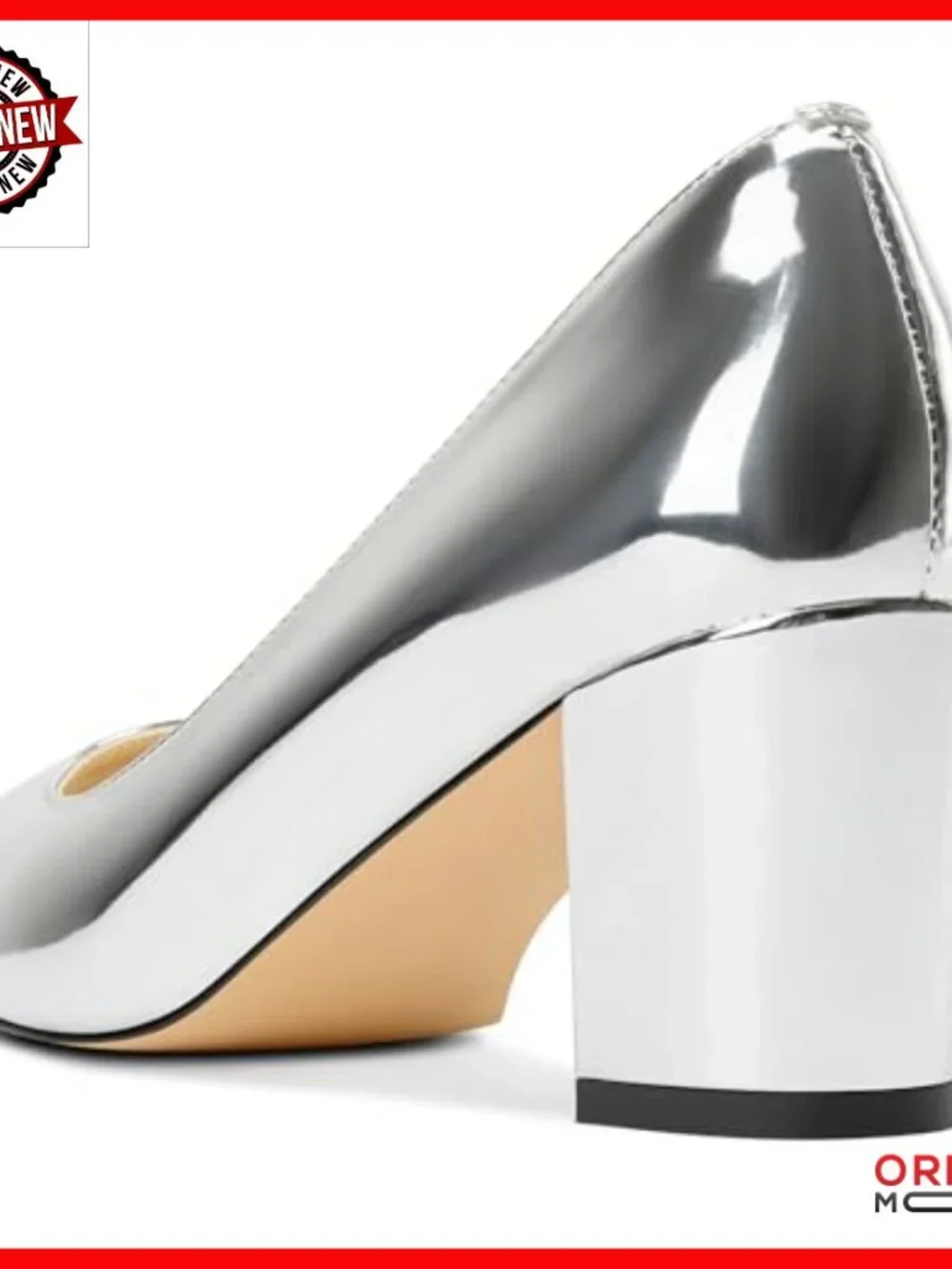 Mid Chunky Block Heel Pointed Toe Pumps Patent Leather Slip On Dress Shoes